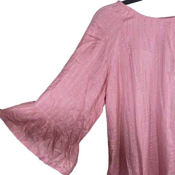 Boston Proper Dress Womens Large Pink Gold Striped Beaded Silver Fringe Low Back - Picture 3 of 15